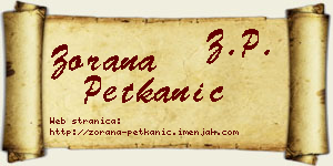 Zorana Petkanić vizit kartica